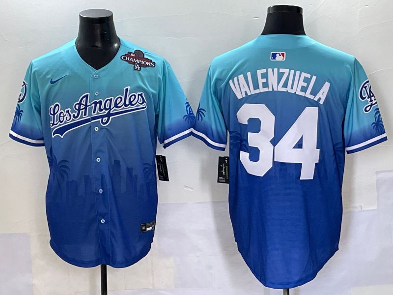 Men 2025 Los Angeles Dodgers #34 Valenzuela Blue Nike MLB Jersey Daoqite style 6